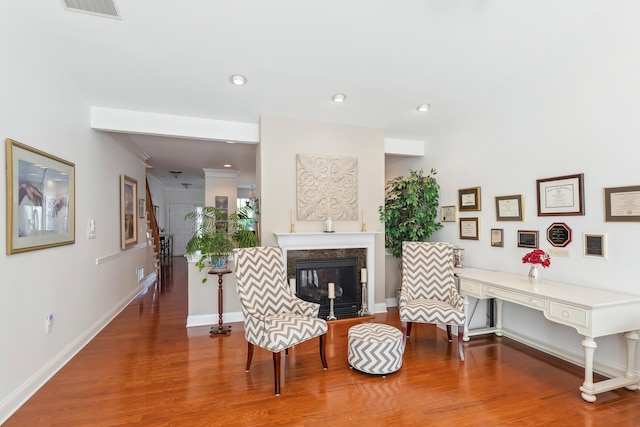7 Herron Ct Unit 40, Cape May Court House, NJ 08210 - living area featuring wood finished floors, a high end fireplace, and baseboards