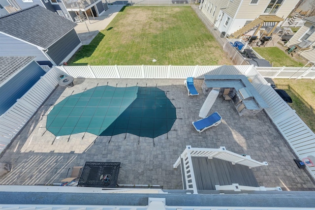 aerial view with a residential view