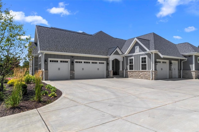 craftsman inspired home featuring a garage