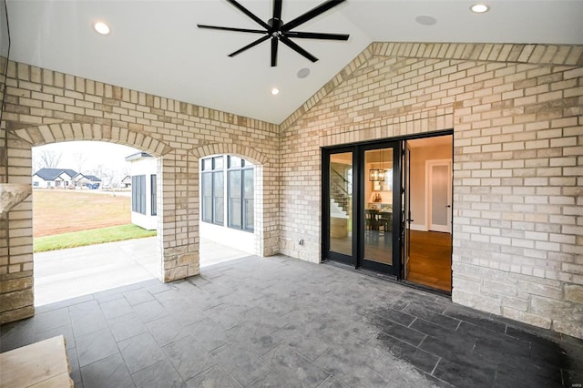 view of patio with ceiling fan