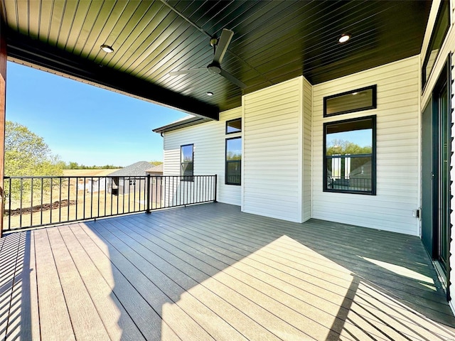 wooden terrace with ceiling fan