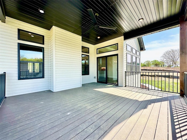 wooden terrace with ceiling fan