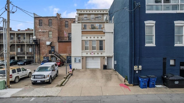 view of building exterior featuring a garage