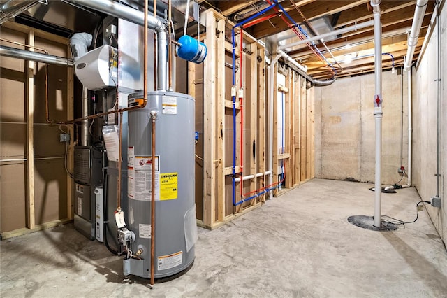 utility room with gas water heater