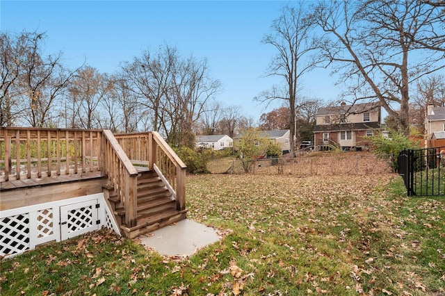 view of yard featuring a wooden deck