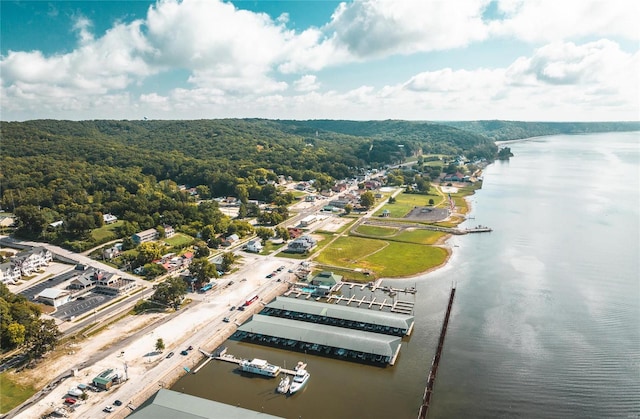 bird's eye view featuring a water view