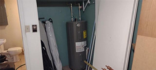 utility room with water heater