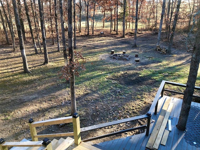 view of yard featuring a wooden deck