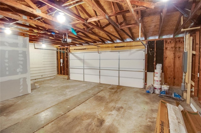 garage with a garage door opener