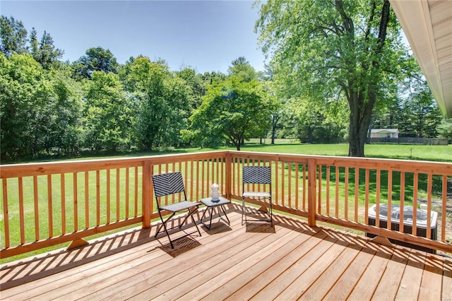 deck with a lawn