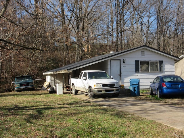 view of property exterior with a lawn