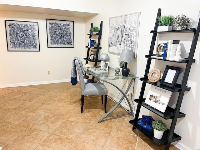 office with light tile patterned flooring