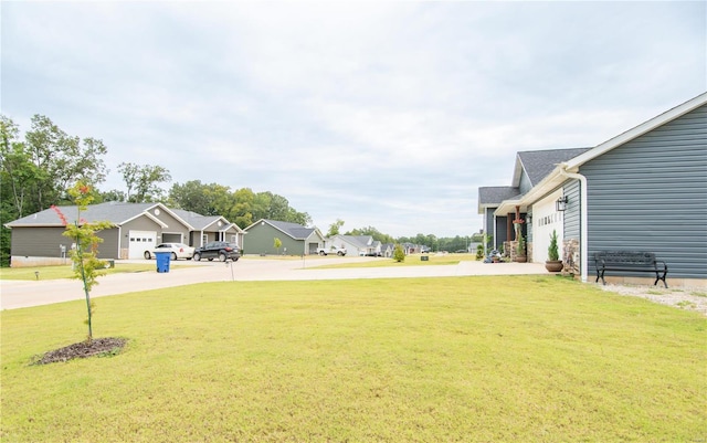 view of yard featuring a garage