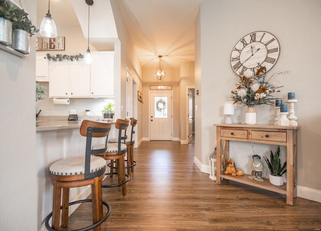 foyer entrance featuring dark hardwood / wood-style flooring