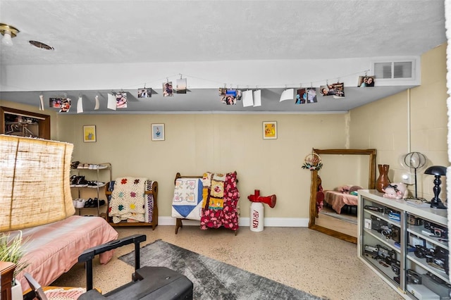 bedroom with a textured ceiling