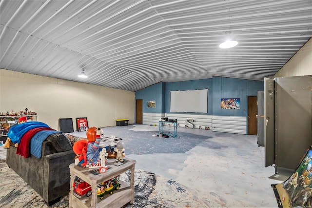 interior space featuring lofted ceiling