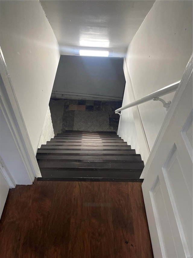 staircase featuring wood-type flooring