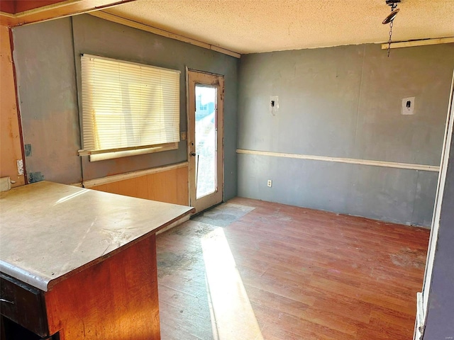 unfurnished room featuring a textured ceiling, light wood-type flooring, and a healthy amount of sunlight