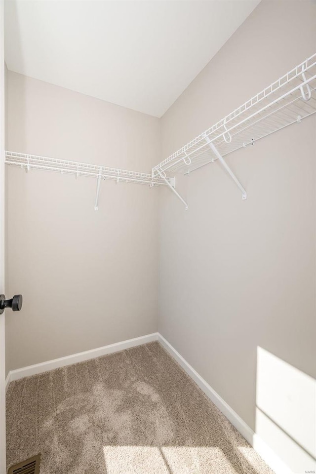 spacious closet with carpet and visible vents