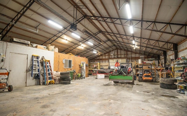 garage featuring a workshop area