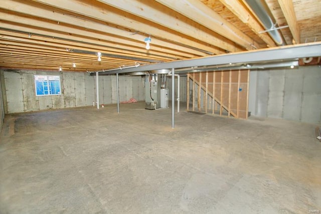 basement with water heater