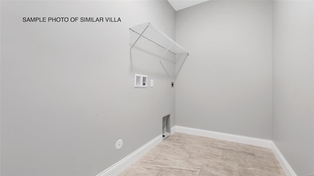 laundry area with washer hookup, light tile flooring, electric dryer hookup, and gas dryer hookup