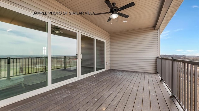 wooden deck with ceiling fan