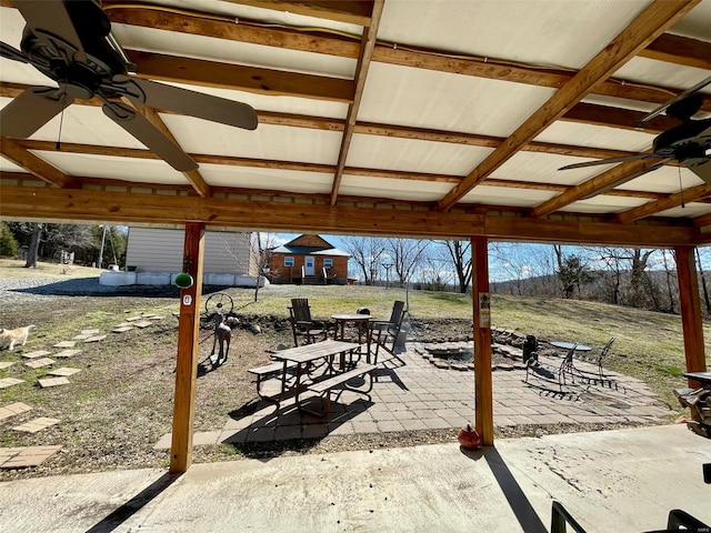 view of patio / terrace featuring ceiling fan