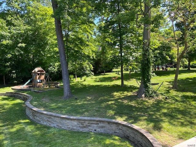 view of yard with a playground