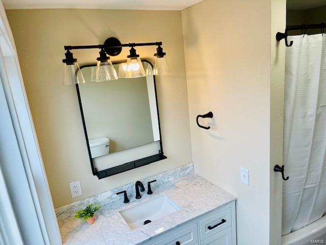 bathroom with toilet and vanity