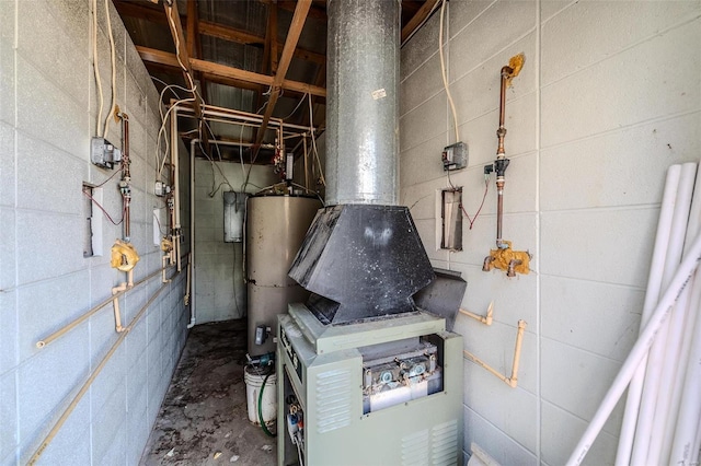 utility room featuring water heater