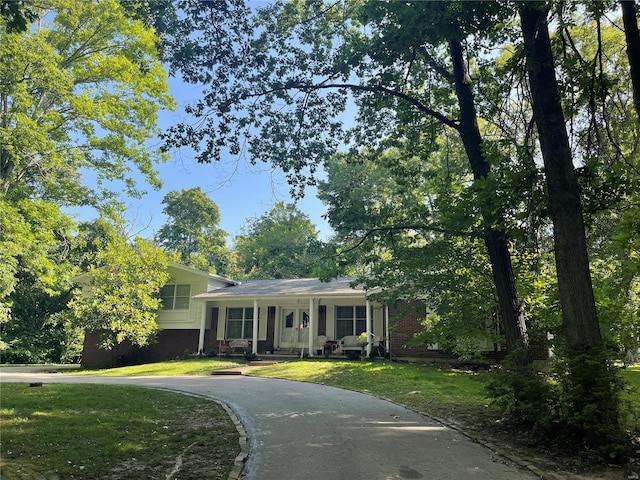 view of front facade with a front lawn