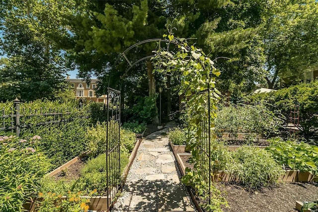 view of yard featuring a garden