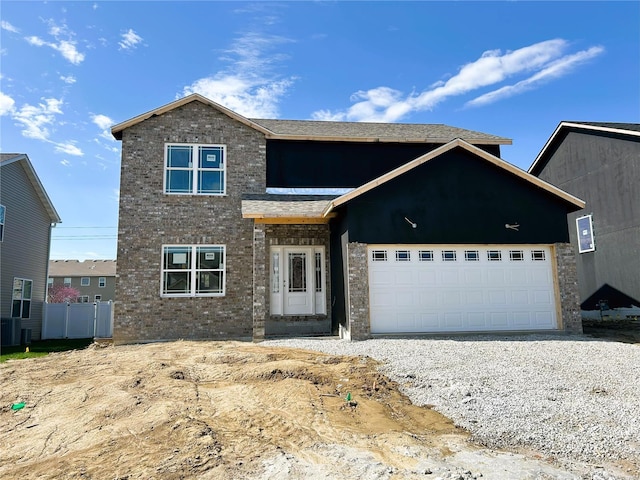 view of front property with a garage