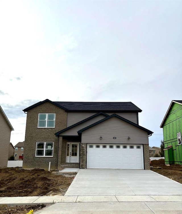 view of front facade featuring a garage