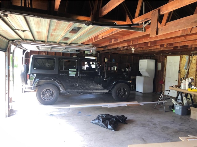 garage with a garage door opener