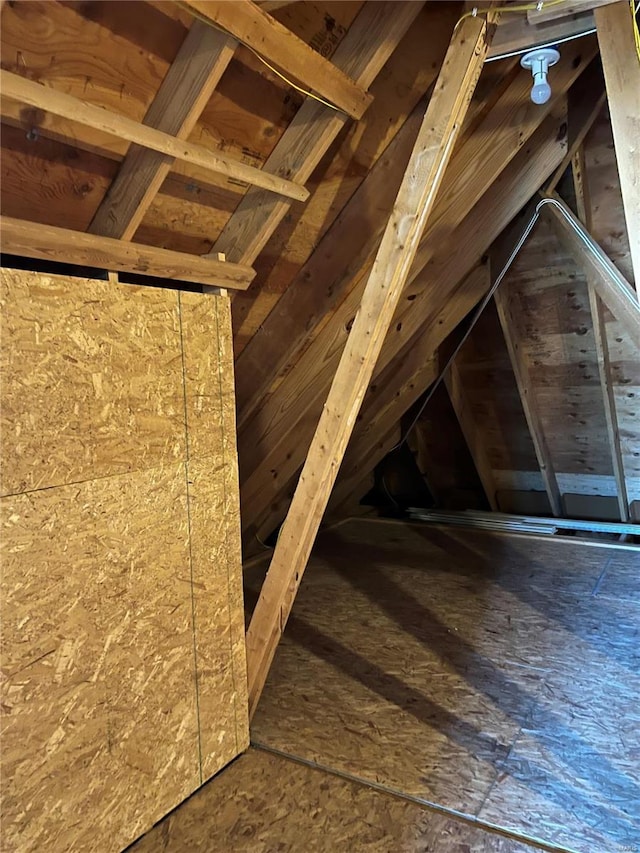 view of unfinished attic