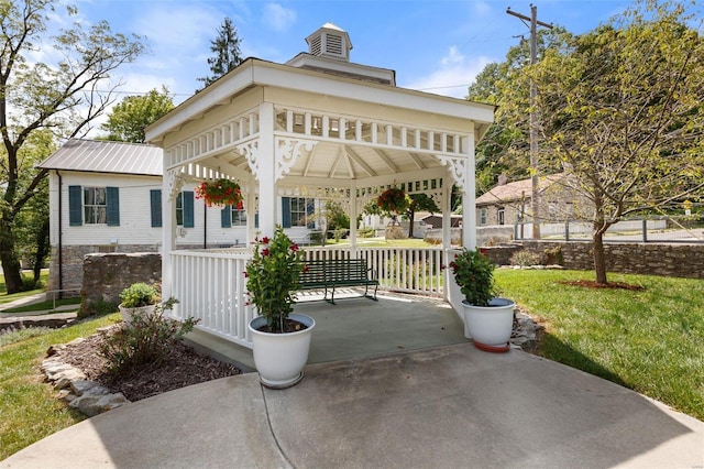 exterior space featuring a gazebo