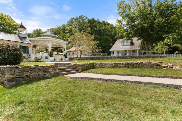 view of yard with a gazebo