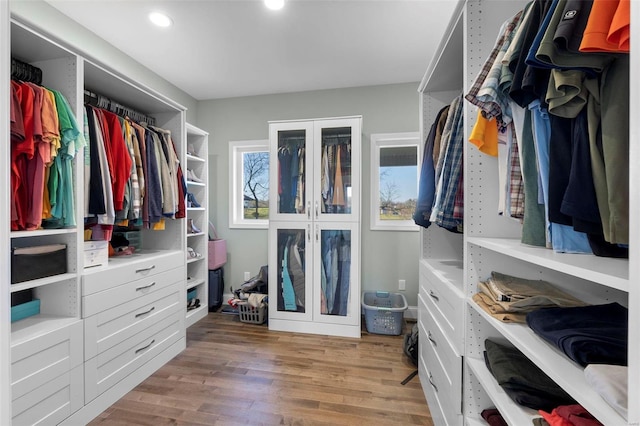 spacious closet featuring light wood-type flooring