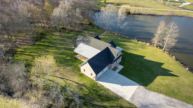 bird's eye view featuring a water view