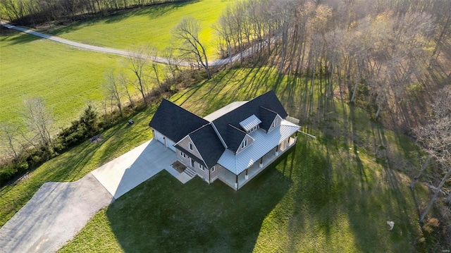 bird's eye view with a rural view