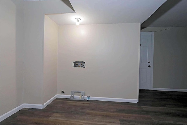 laundry room featuring hookup for a washing machine and dark wood-type flooring