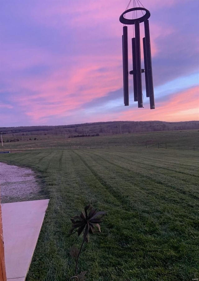 view of yard at dusk