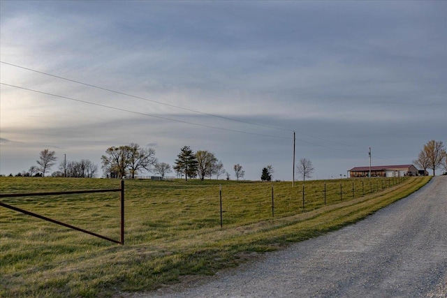 view of road with a rural view