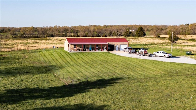 aerial view featuring a rural view