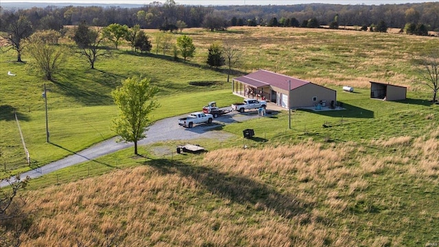 bird's eye view with a rural view