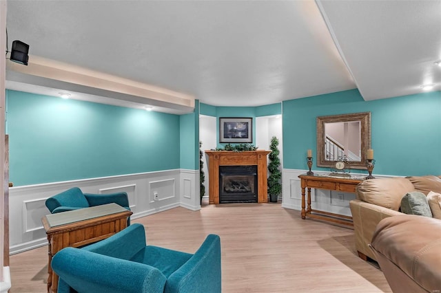 living room with light wood-type flooring