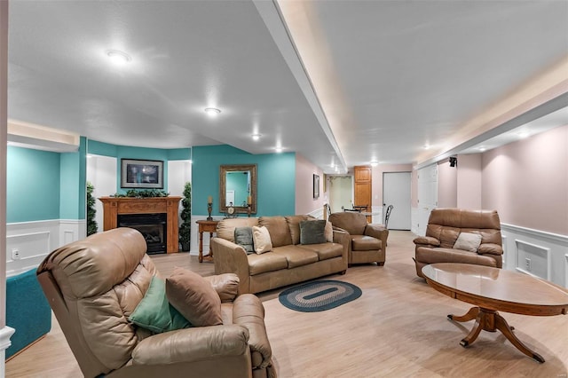 living room with light wood-type flooring