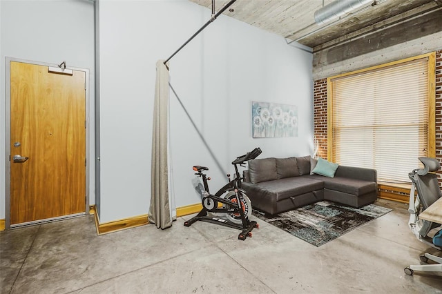 living room with concrete flooring